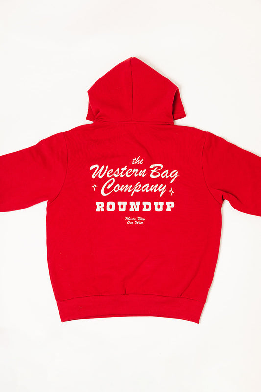 Round Fleece Hoodie Cropped - Red