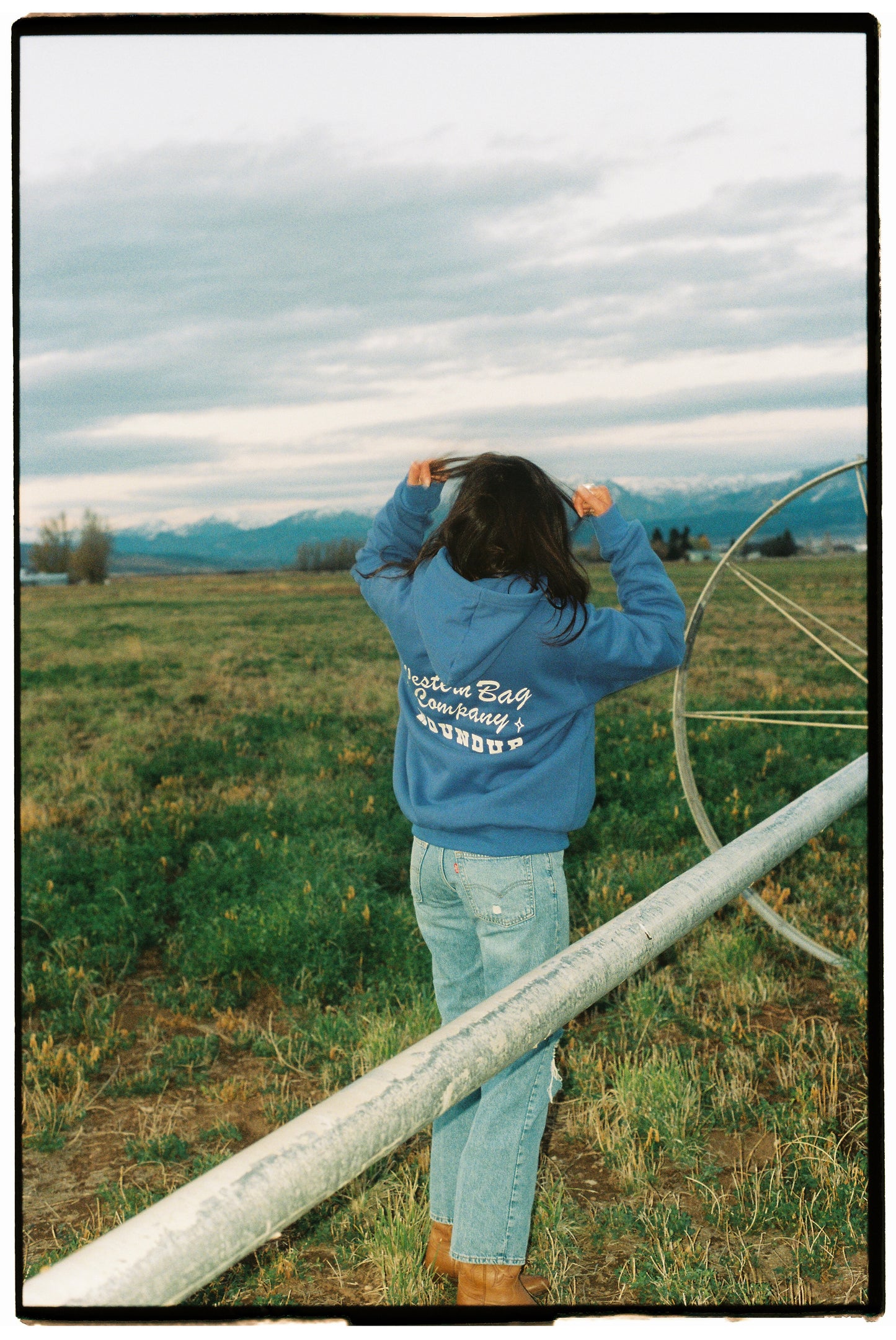 Cowboy Blue Roundup Cropped Hoodie - Fleece
