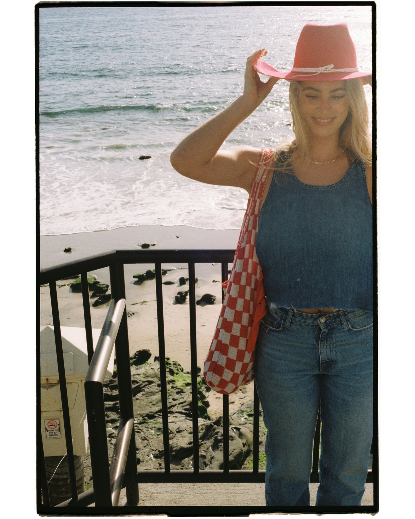 The Big Lasso Knit Tote Red Cowgirl Checkers