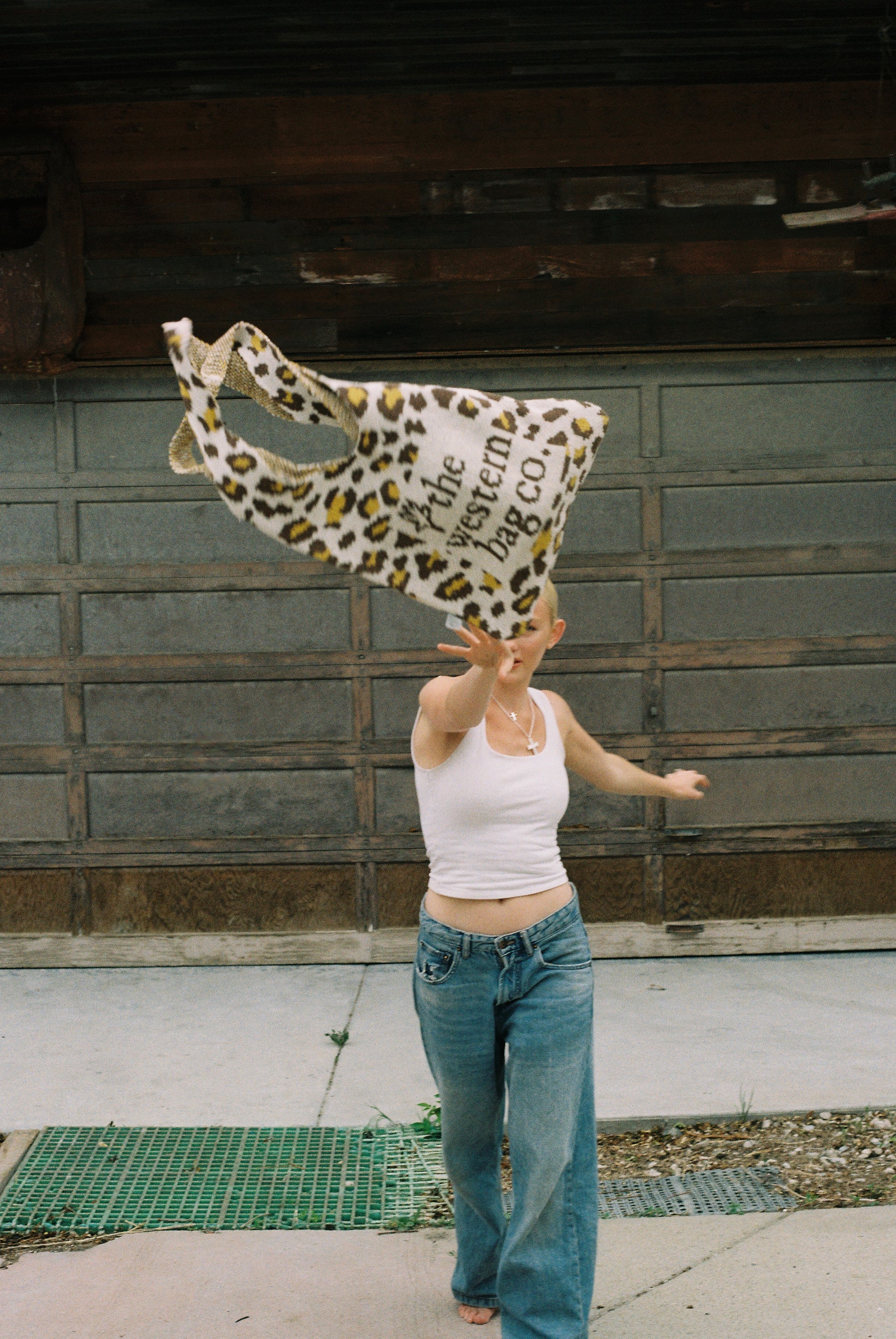 Leopard print western knit tote bag — view 3