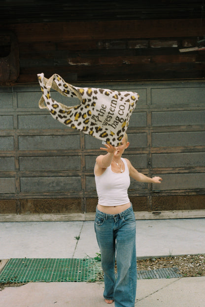 Leopard print western knit tote bag — view 3