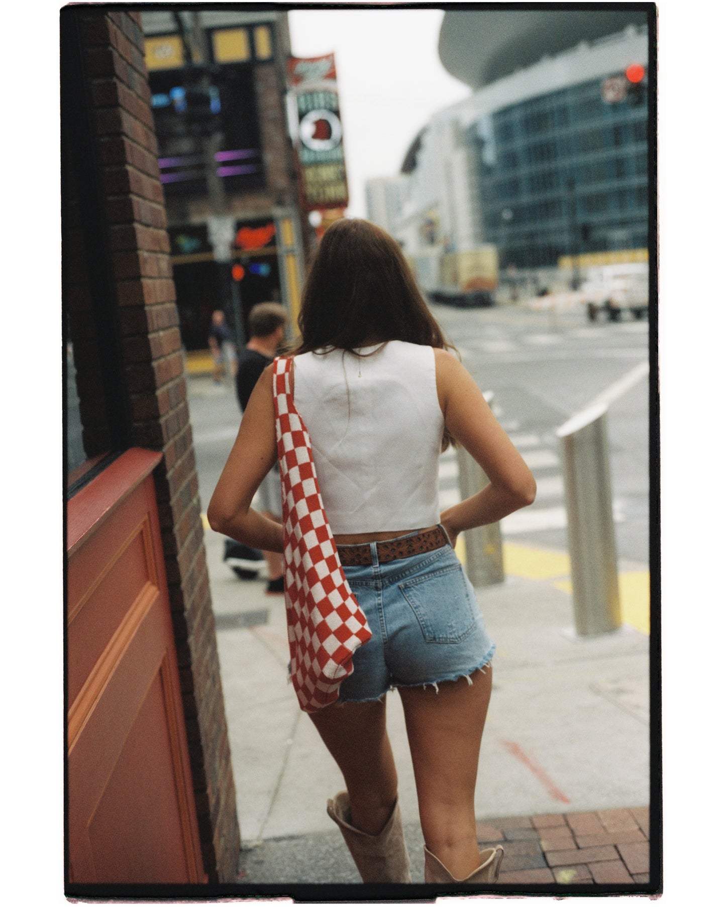 The Big Lasso Knit Tote Red Cowgirl Checkers